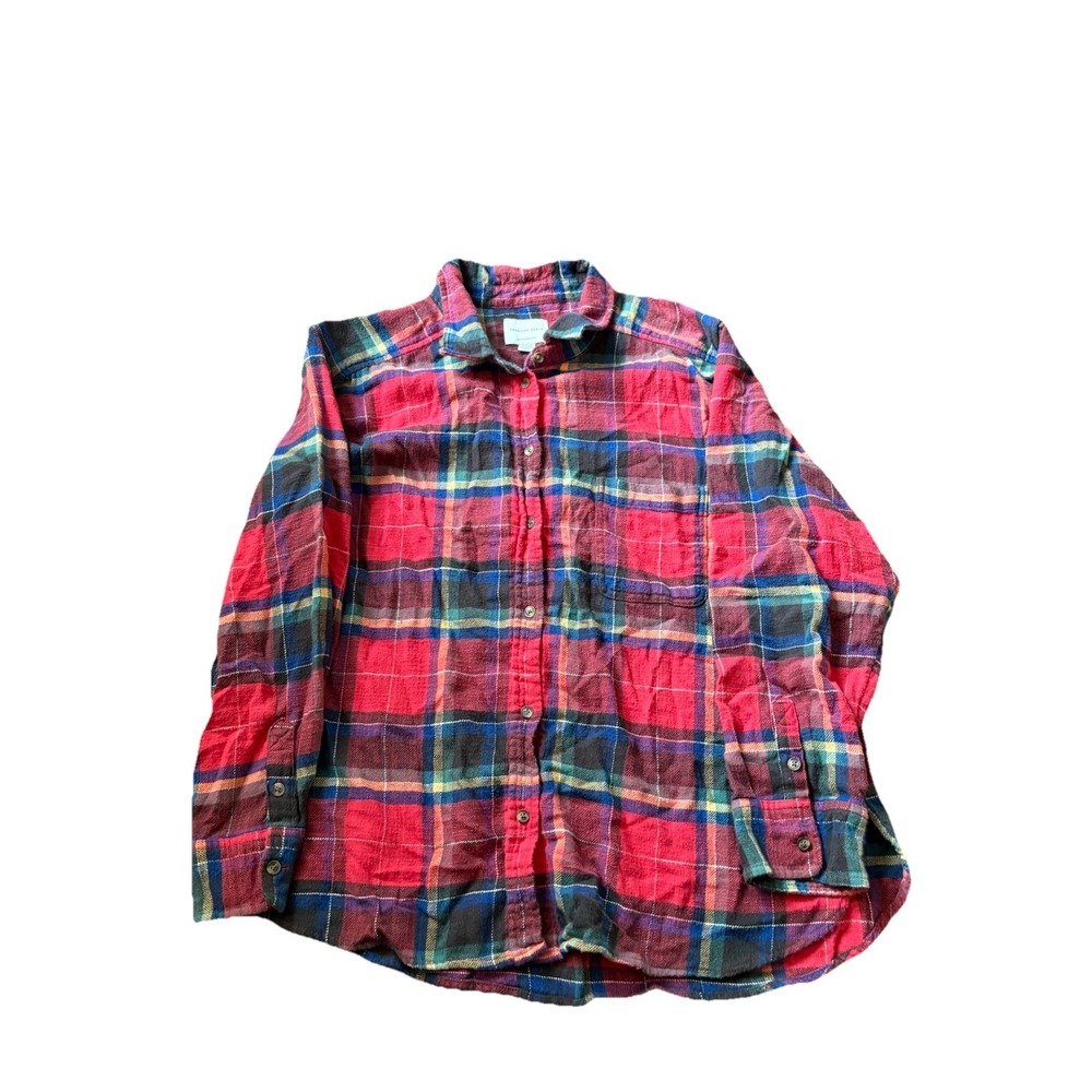 American Eagle Outfitters Shirt Mens XL Multicolor Flannel Plaid Boyfriend Fit